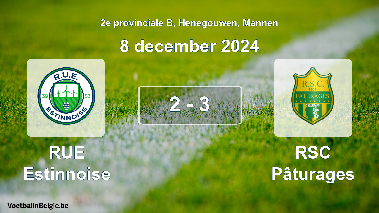 Gespeelde wedstrijd mannenvoetbal: RUE Estinnoise - RSC Pâturages 2 - 3 (8 december 2024)