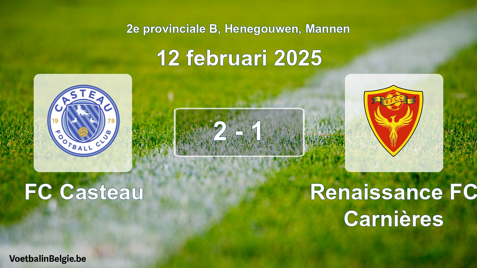 Gespeelde wedstrijd mannenvoetbal: FC Casteau - Renaissance FC Carnières 2 - 1 (12 februari 2025)