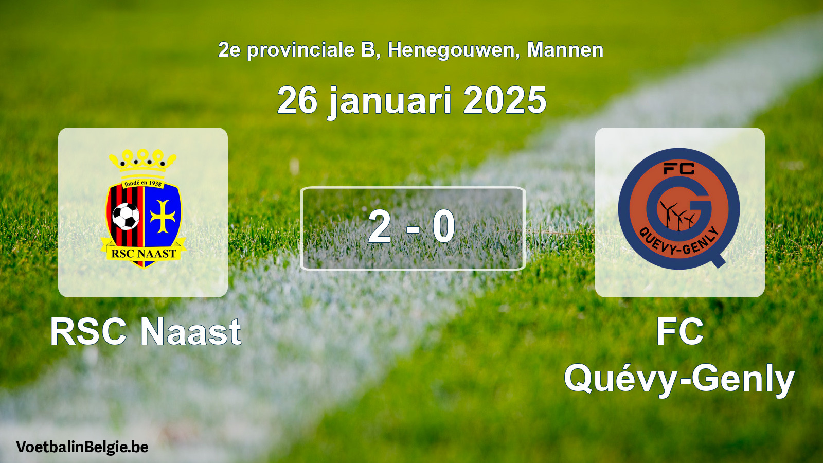 Gespeelde wedstrijd mannenvoetbal: RSC Naast - FC Quévy-Genly 2 - 0 (26 januari 2025)
