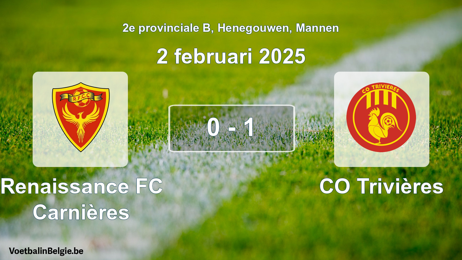 Gespeelde wedstrijd mannenvoetbal: Renaissance FC Carnières - CO Trivières 0 - 1 (2 februari 2025)