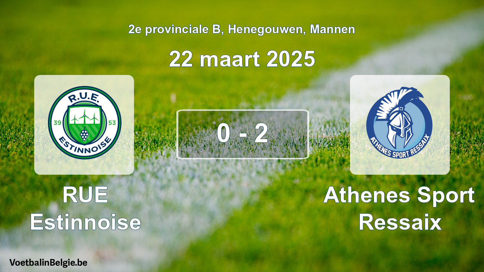 Gespeelde wedstrijd mannenvoetbal: RUE Estinnoise - Athenes Sport Ressaix 0 - 2 (22 maart 2025)