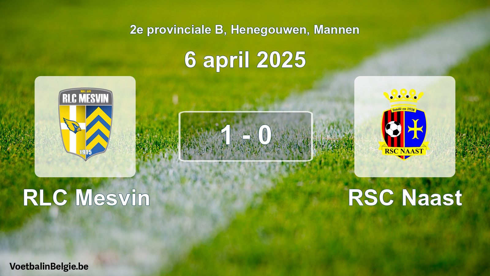 Gespeelde wedstrijd mannenvoetbal: RLC Mesvin - RSC Naast 1 - 0 (6 april 2025)