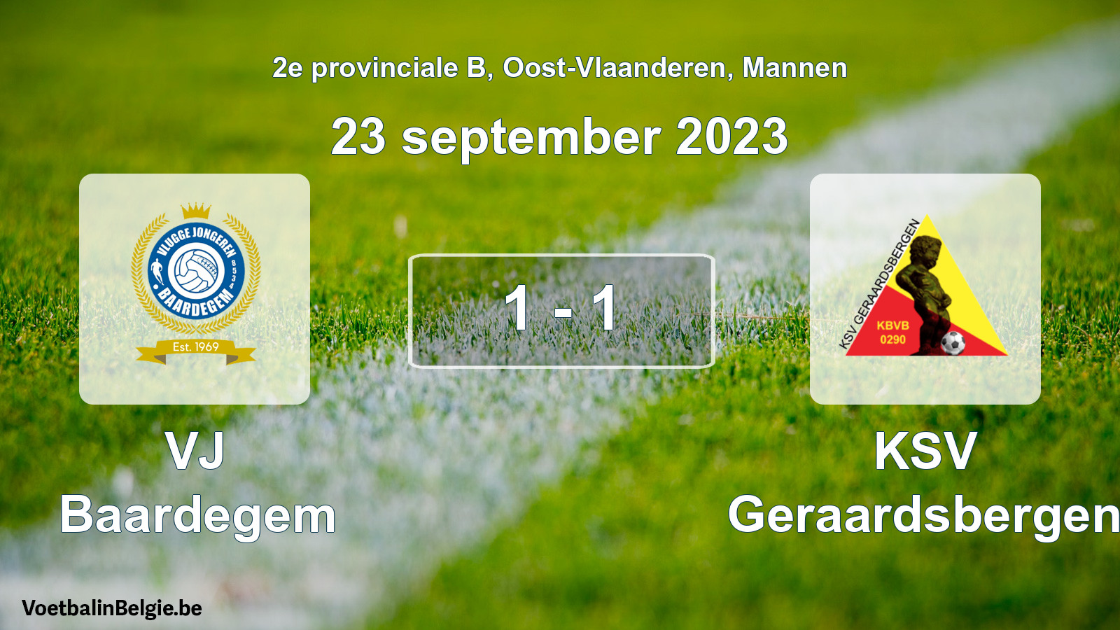 Gespeelde wedstrijd mannenvoetbal: VJ Baardegem - KSV Geraardsbergen 1 - 1 (23 september 2023)