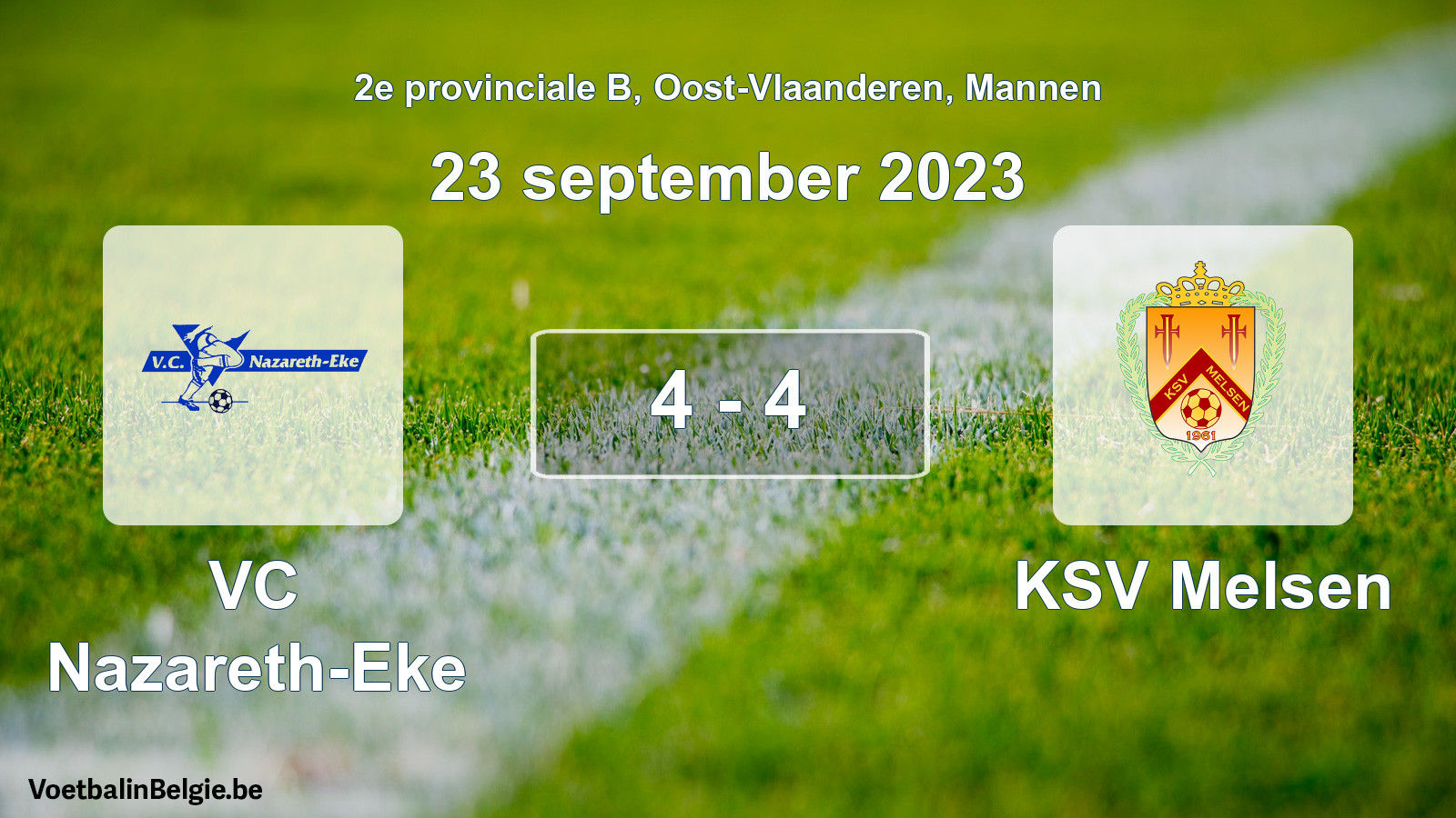Gespeelde wedstrijd mannenvoetbal: VC Nazareth-Eke - KSV Melsen 4 - 4 (23 september 2023)