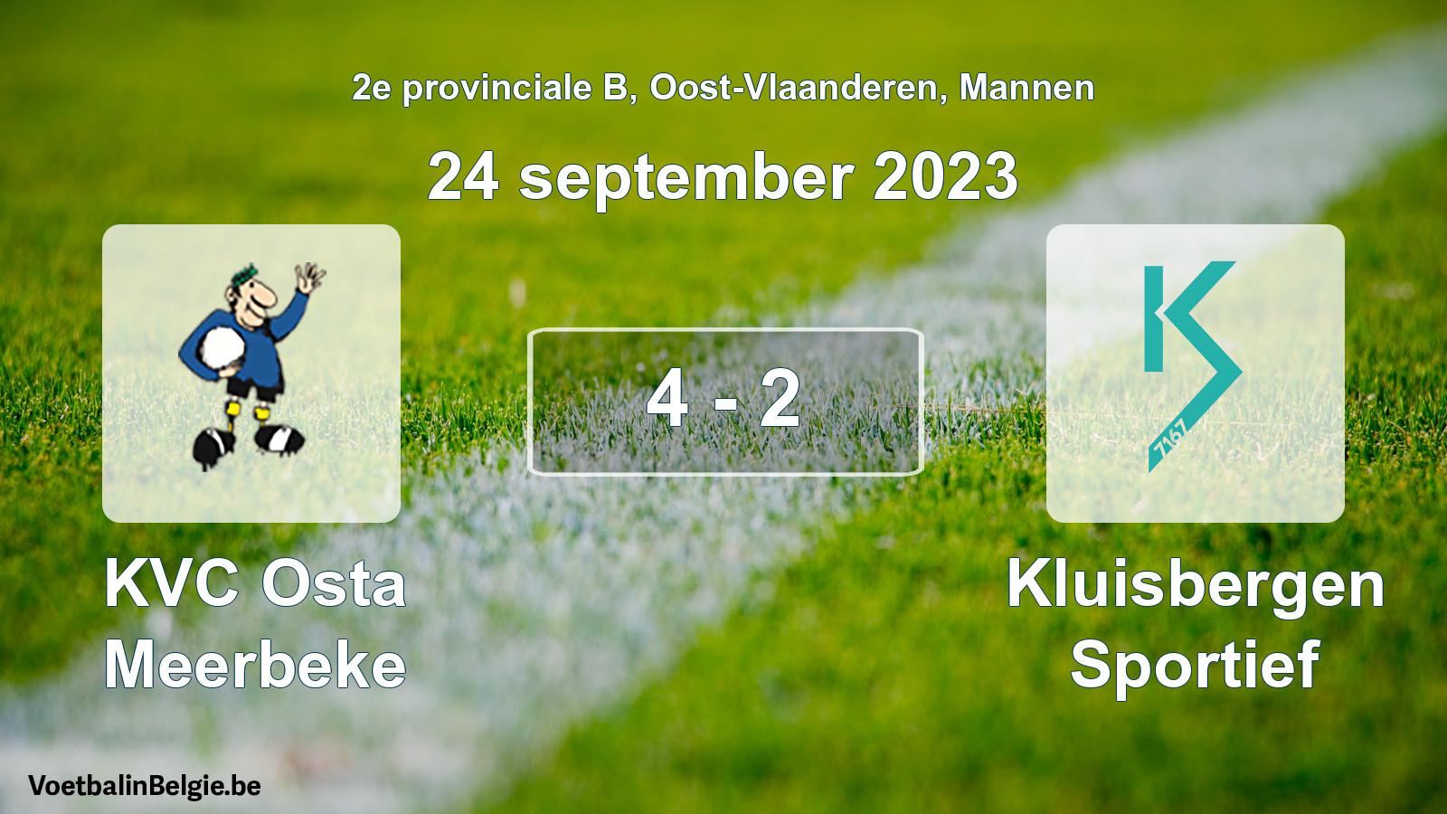 Gespeelde wedstrijd mannenvoetbal: KVC Osta Meerbeke - Kluisbergen Sportief 4 - 2 (24 september 2023)