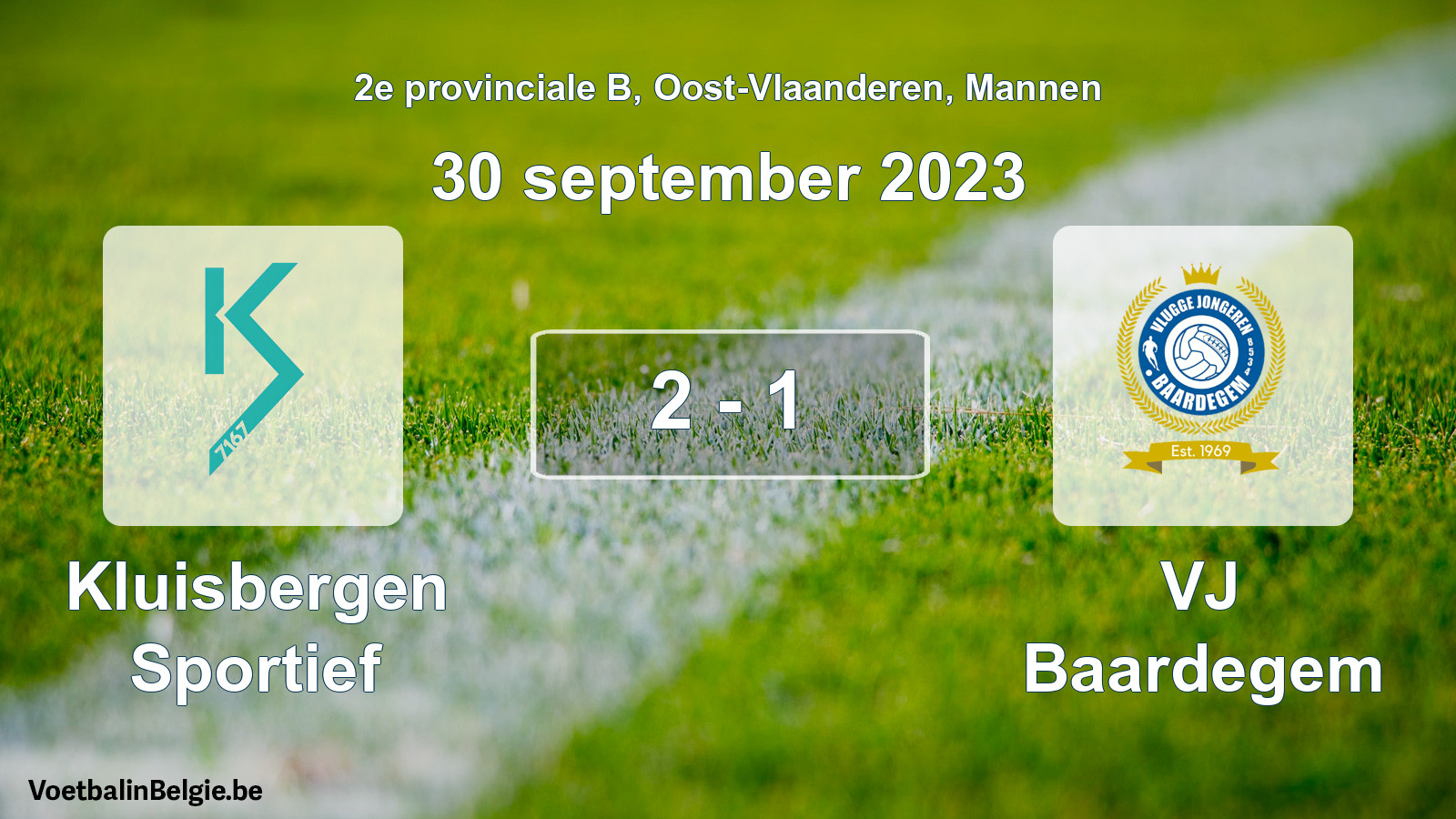 Gespeelde wedstrijd mannenvoetbal: Kluisbergen Sportief - VJ Baardegem 2 - 1 (30 september 2023)