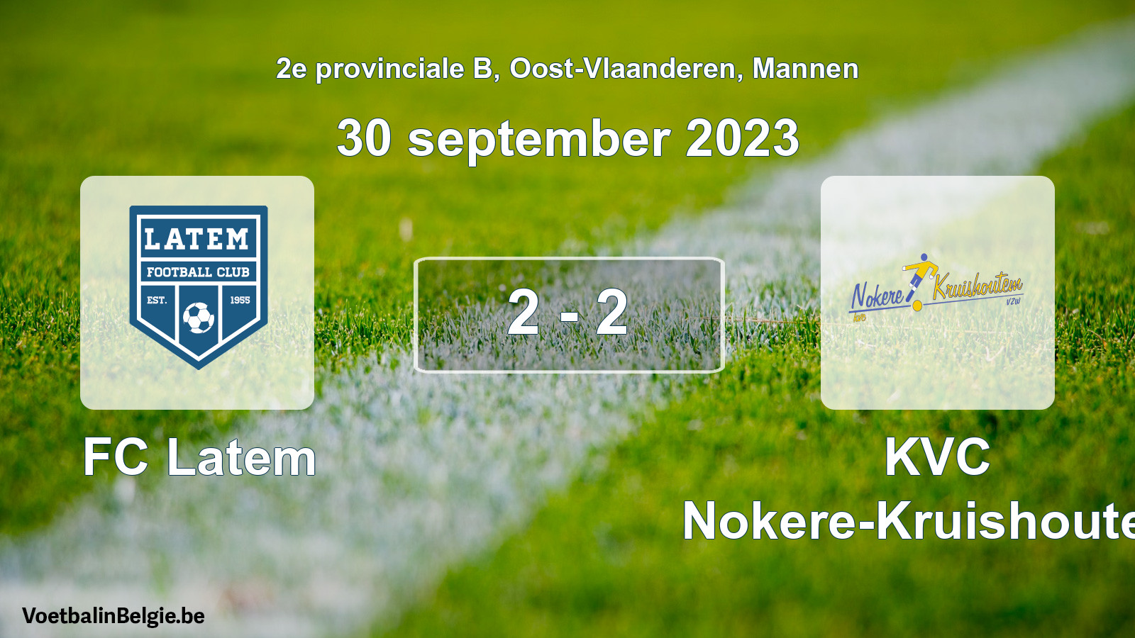 Gespeelde wedstrijd mannenvoetbal: FC Latem - KVC Nokere-Kruishoutem 2 - 2 (30 september 2023)