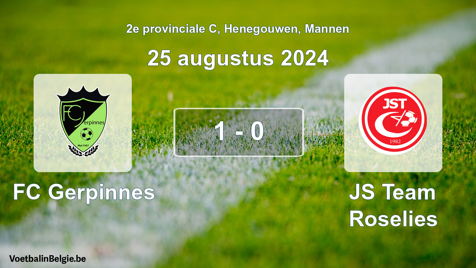 Gespeelde wedstrijd mannenvoetbal: FC Gerpinnes - JS Team Roselies 1 - 0 (25 augustus 2024)