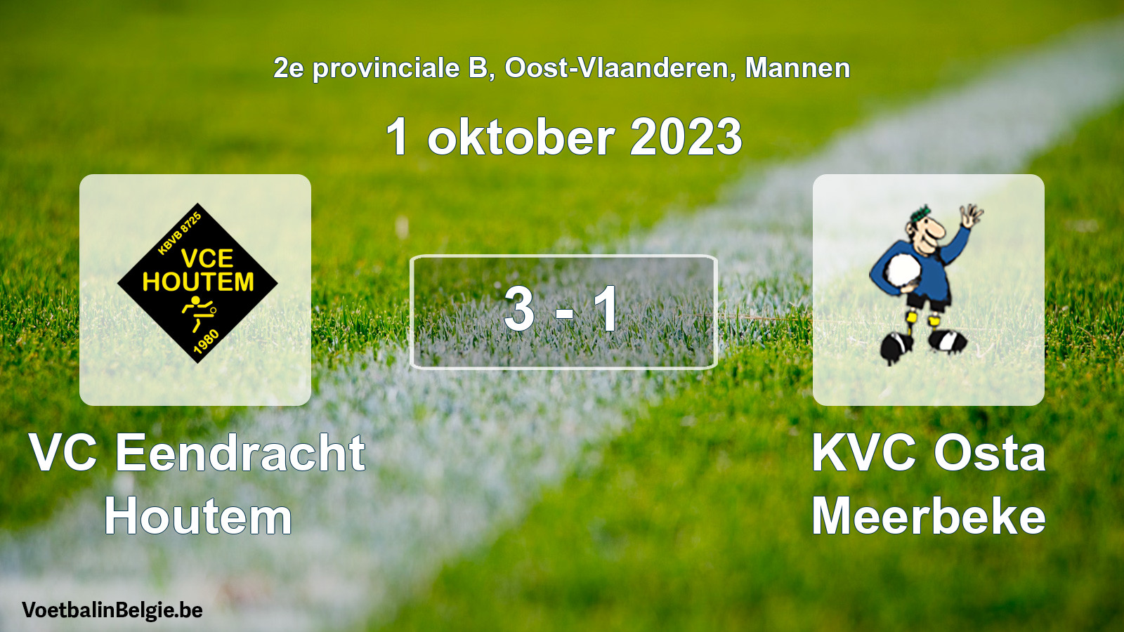 Gespeelde wedstrijd mannenvoetbal: VC Eendracht Houtem - KVC Osta Meerbeke 3 - 1 (1 oktober 2023)
