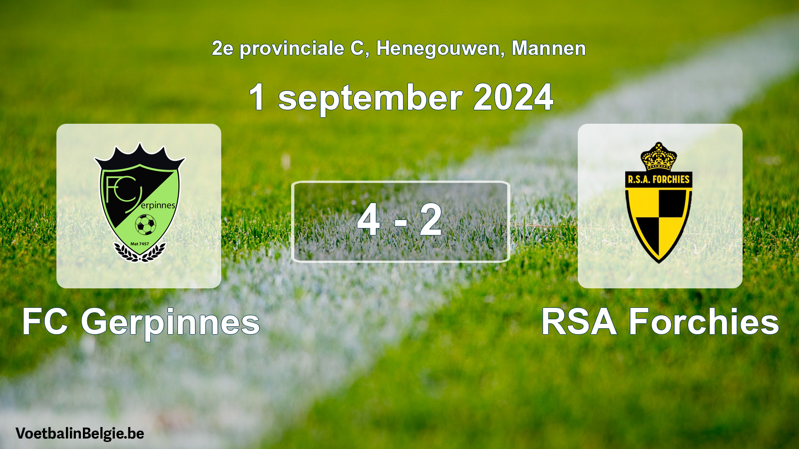 Match joué football hommes: FC Gerpinnes - RSA Forchies 4 - 2 (1 septembre 2024)