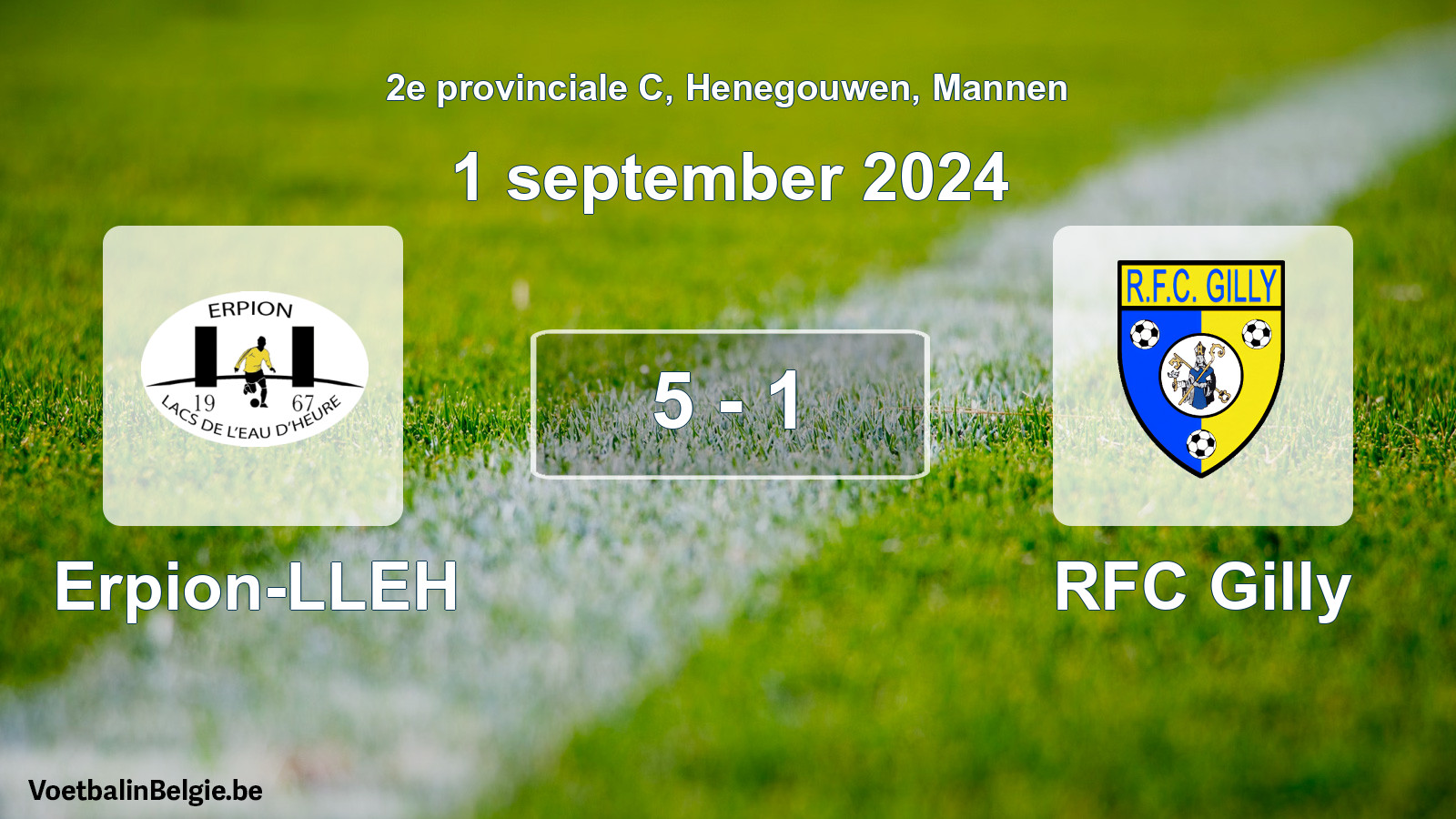 Gespeelde wedstrijd mannenvoetbal: Erpion-LLEH - RFC Gilly 5 - 1 (1 september 2024)