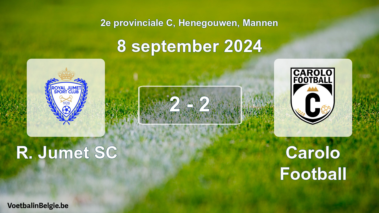 Gespeelde wedstrijd mannenvoetbal: R. Jumet SC - Carolo Football 2 - 2 (8 september 2024)