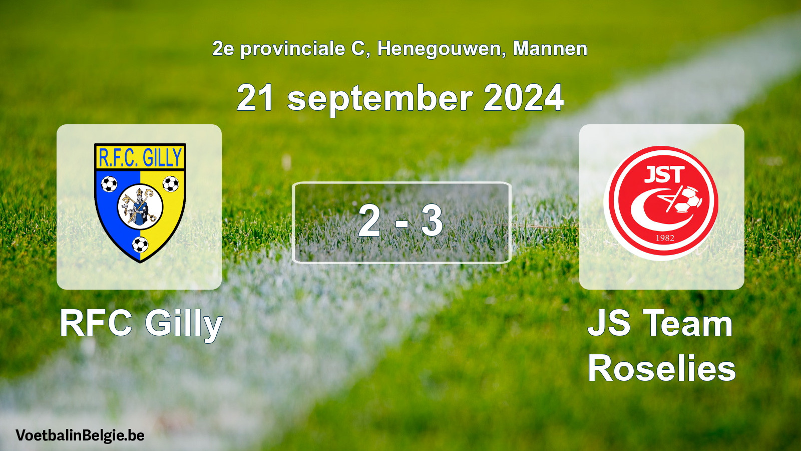 Gespeelde wedstrijd mannenvoetbal: RFC Gilly - JS Team Roselies 2 - 3 (21 september 2024)