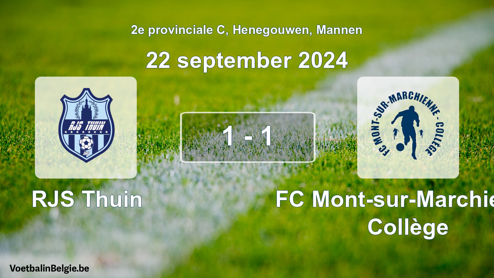 Gespeelde wedstrijd mannenvoetbal: RJS Thuin - FC Mont-sur-Marchienne Collège 1 - 1 (22 september 2024)