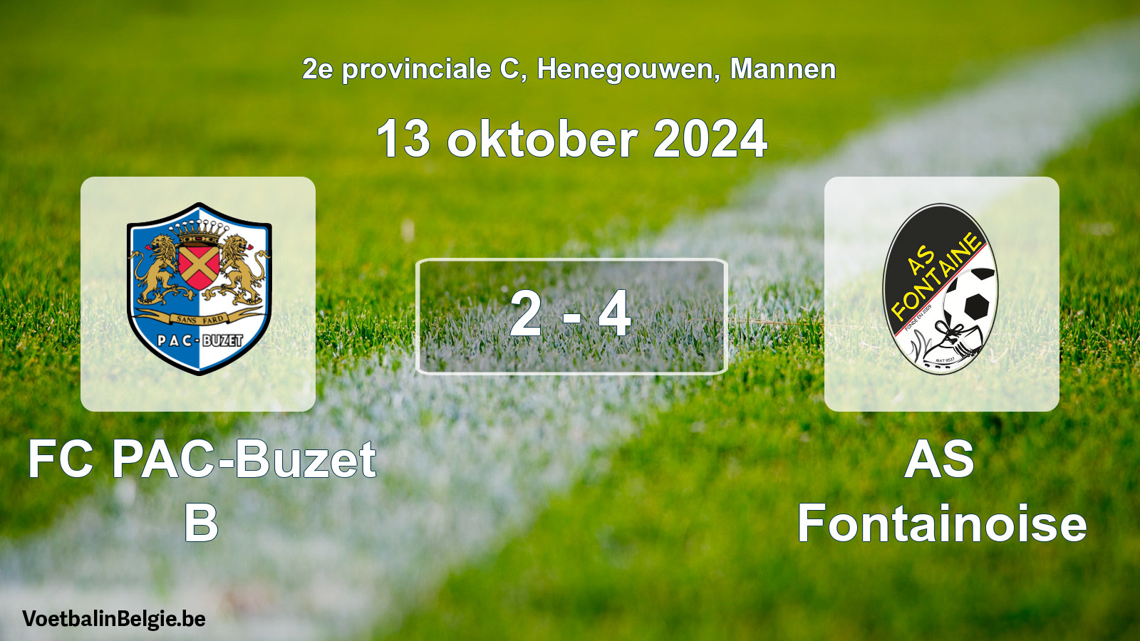 Gespeelde wedstrijd mannenvoetbal: FC PAC-Buzet B - AS Fontainoise 2 - 4 (13 oktober 2024)