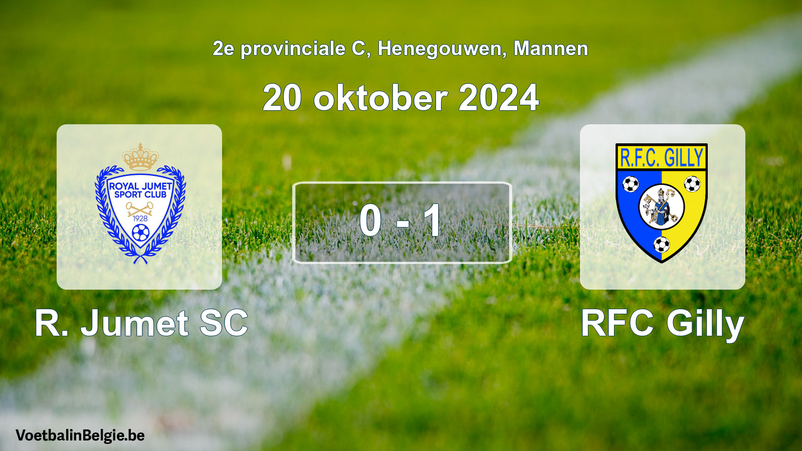 Gespeelde wedstrijd mannenvoetbal: R. Jumet SC - RFC Gilly 0 - 1 (20 oktober 2024)