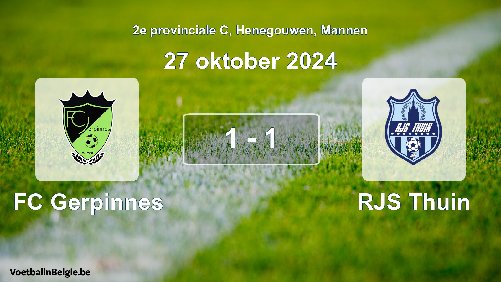 Gespeelde wedstrijd mannenvoetbal: FC Gerpinnes - RJS Thuin 1 - 1 (27 oktober 2024)
