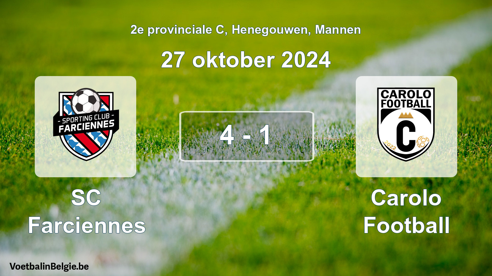 Gespeelde wedstrijd mannenvoetbal: SC Farciennes - Carolo Football 4 - 1 (27 oktober 2024)