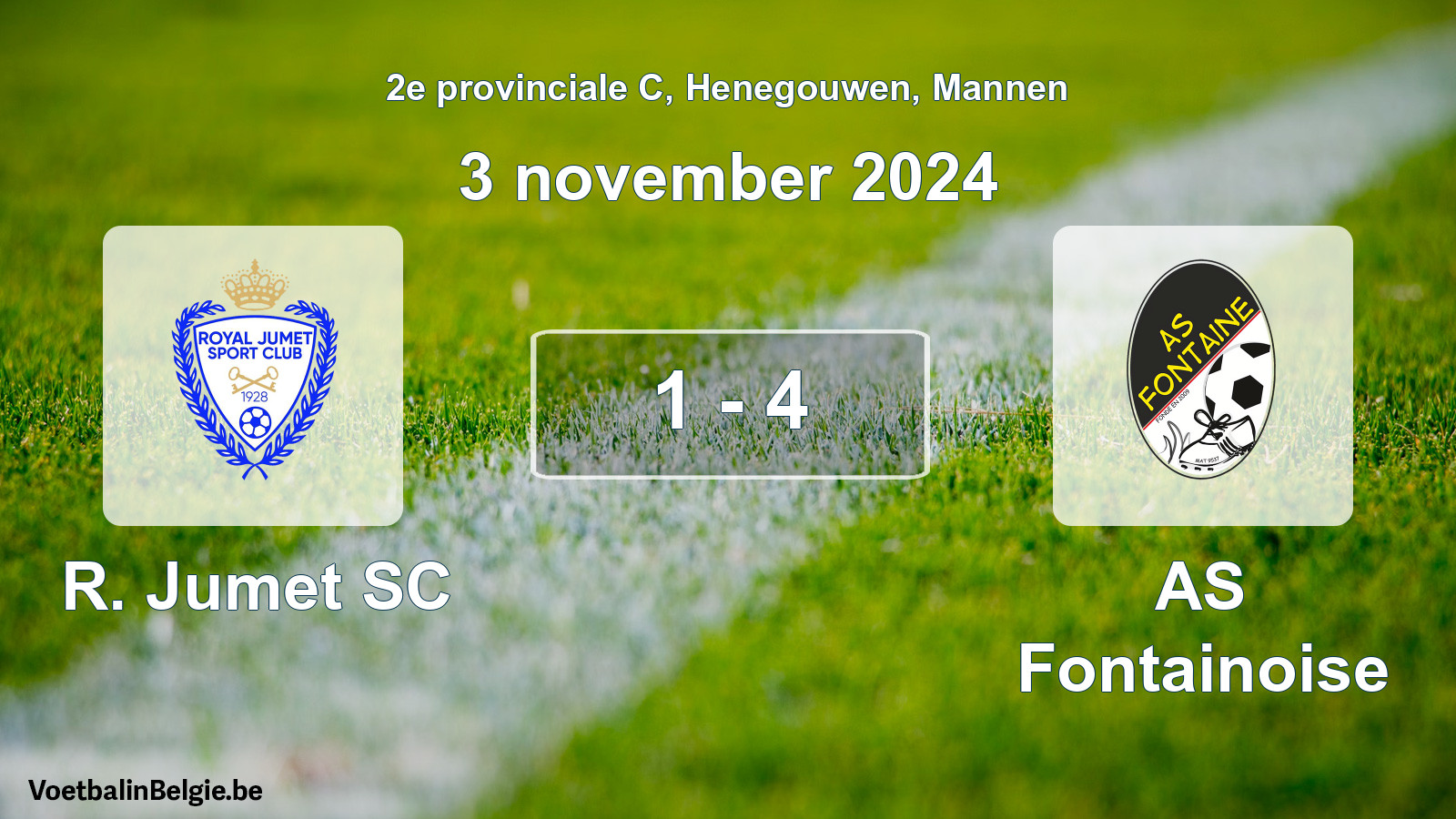 Gespeelde wedstrijd mannenvoetbal: R. Jumet SC - AS Fontainoise 1 - 4 (3 november 2024)