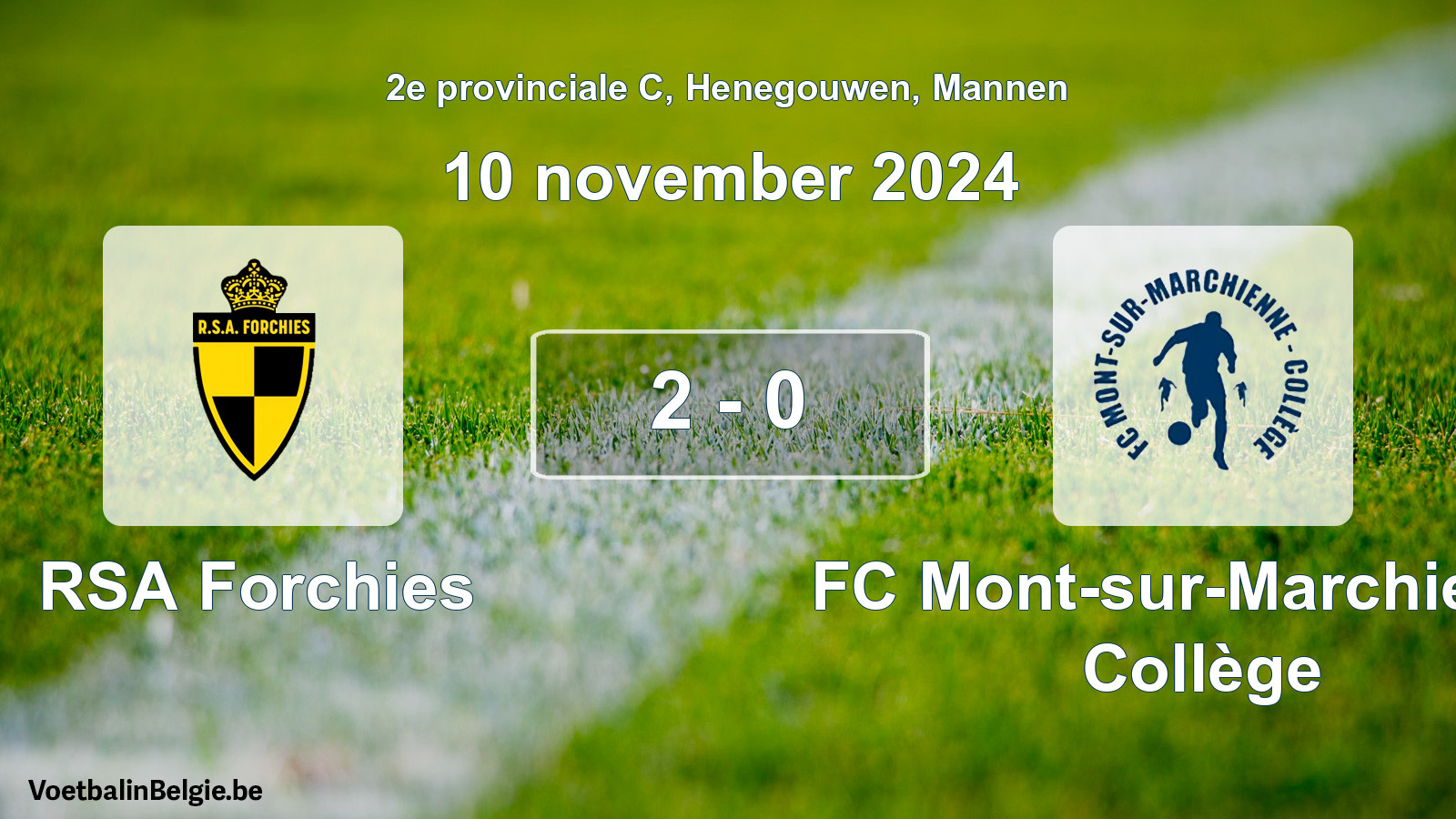 Gespeelde wedstrijd mannenvoetbal: RSA Forchies - FC Mont-sur-Marchienne Collège 2 - 0 (10 november 2024)
