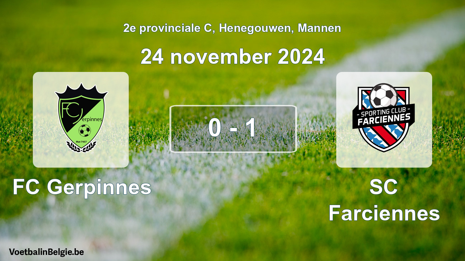 Gespeelde wedstrijd mannenvoetbal: FC Gerpinnes - SC Farciennes 0 - 1 (24 november 2024)
