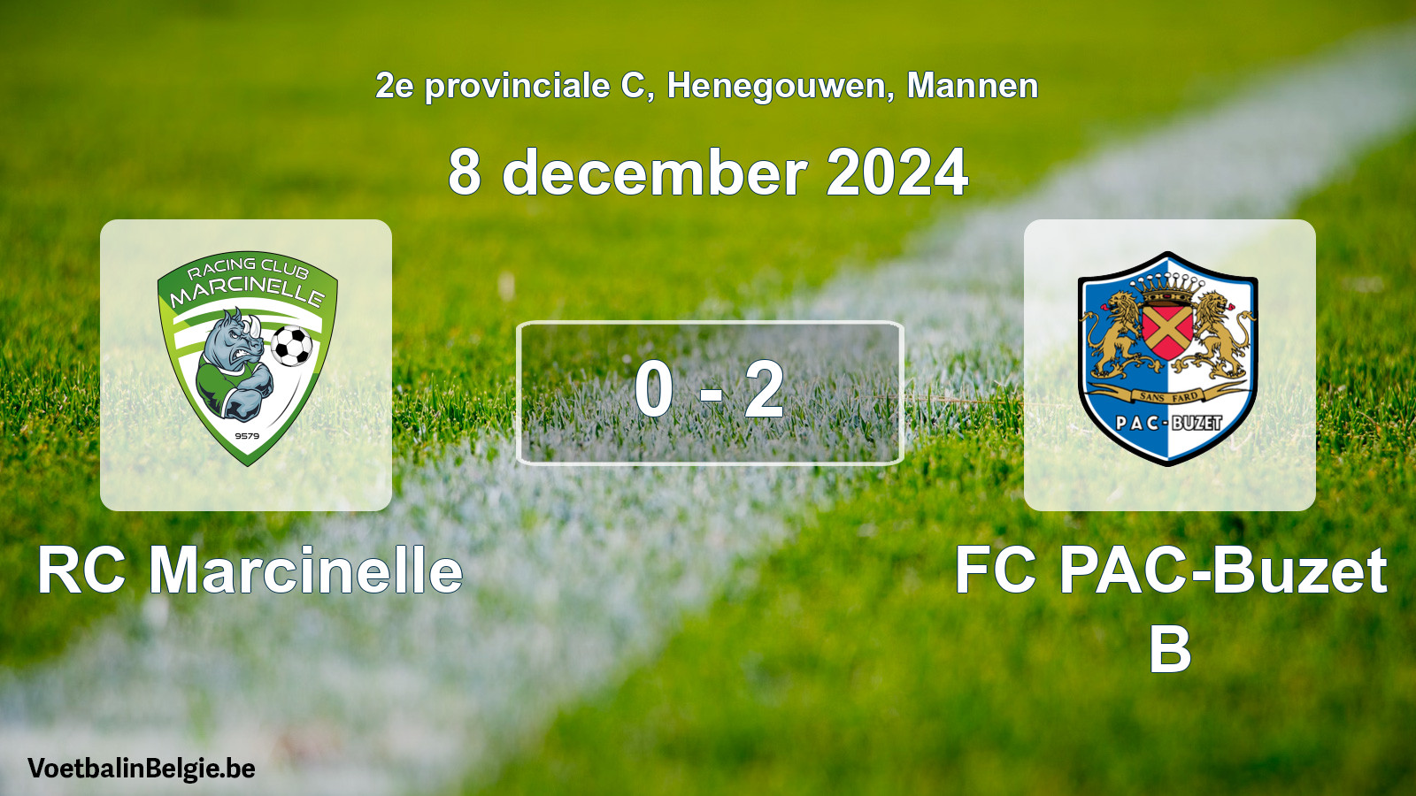 Gespeelde wedstrijd mannenvoetbal: RC Marcinelle - FC PAC-Buzet B 0 - 2 (8 december 2024)