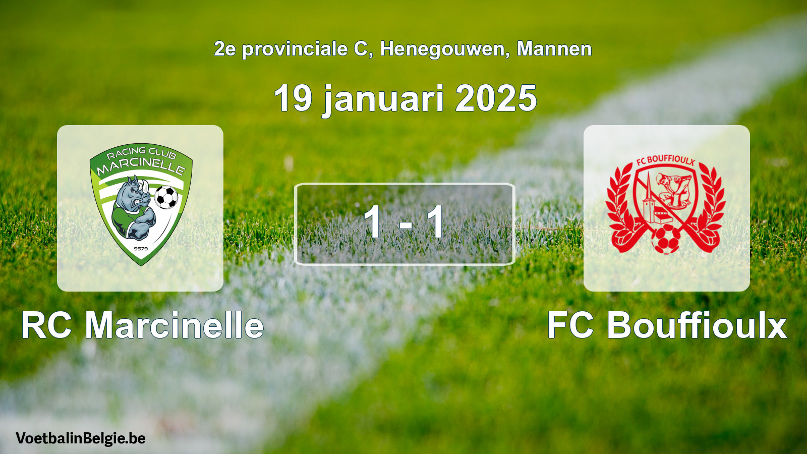 Gespeelde wedstrijd mannenvoetbal: RC Marcinelle - FC Bouffioulx 1 - 1 (19 januari 2025)