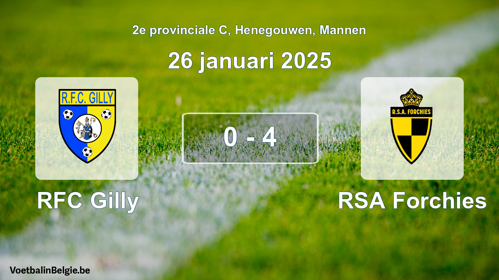 Gespeelde wedstrijd mannenvoetbal: RFC Gilly - RSA Forchies 0 - 4 (26 januari 2025)