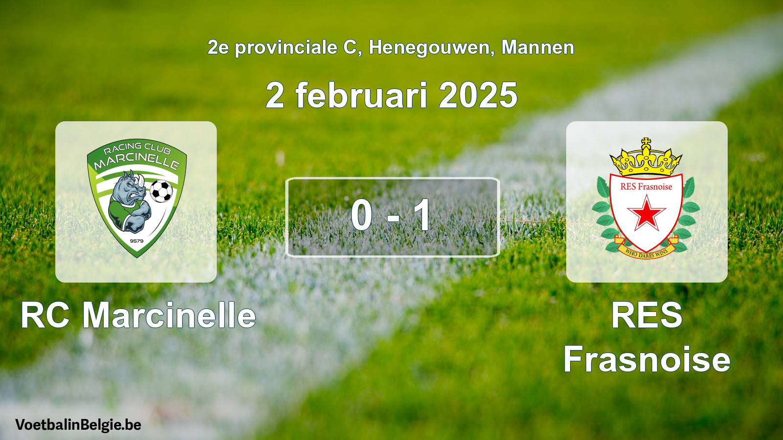 Gespeelde wedstrijd mannenvoetbal: RC Marcinelle - RES Frasnoise 0 - 1 (2 februari 2025)