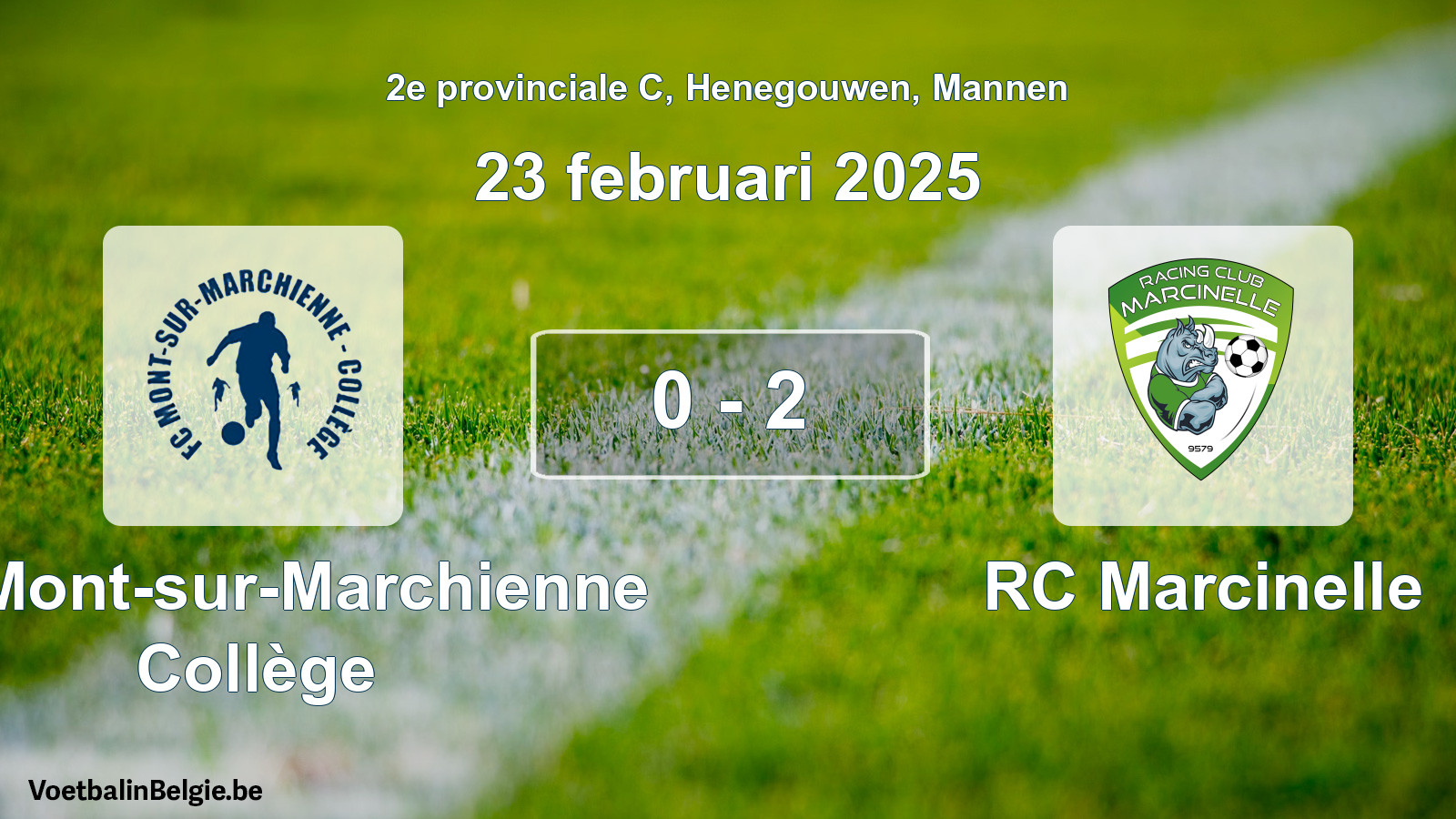 Gespeelde wedstrijd mannenvoetbal: FC Mont-sur-Marchienne Collège - RC Marcinelle 0 - 2 (23 februari 2025)