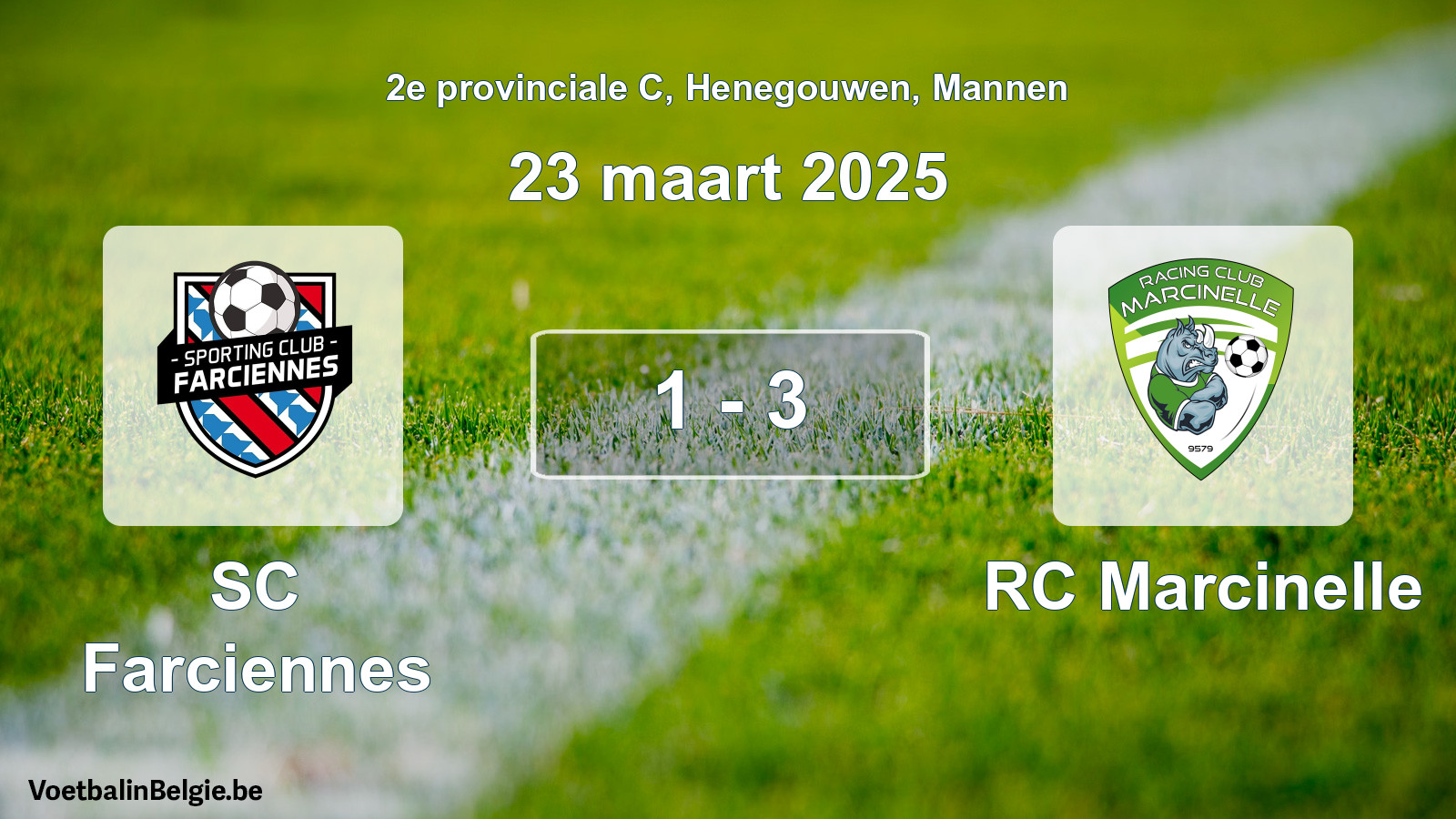Gespeelde wedstrijd mannenvoetbal: SC Farciennes - RC Marcinelle 1 - 3 (23 maart 2025)