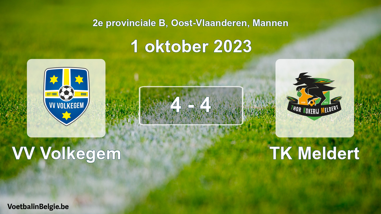 Gespeelde wedstrijd mannenvoetbal: VV Volkegem - TK Meldert 4 - 4 (1 oktober 2023)