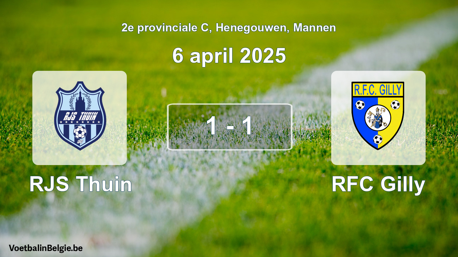 Gespeelde wedstrijd mannenvoetbal: RJS Thuin - RFC Gilly 1 - 1 (6 april 2025)