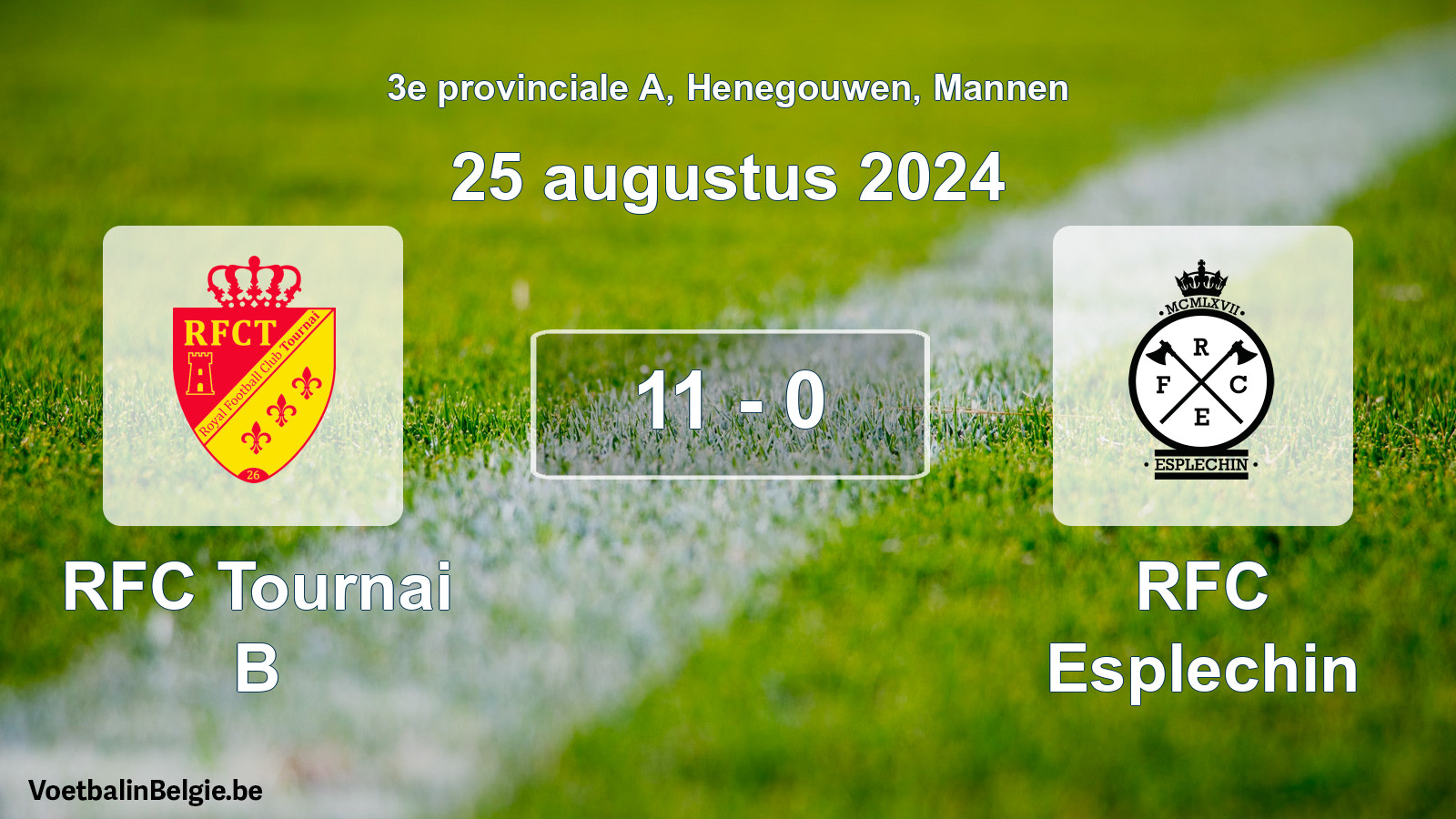 Gespeelde wedstrijd mannenvoetbal: RFC Tournai B - RFC Esplechin 11 - 0 (25 augustus 2024)