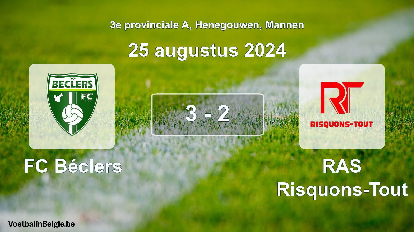 Gespeelde wedstrijd mannenvoetbal: FC Béclers - RAS Risquons-Tout 3 - 2 (25 augustus 2024)