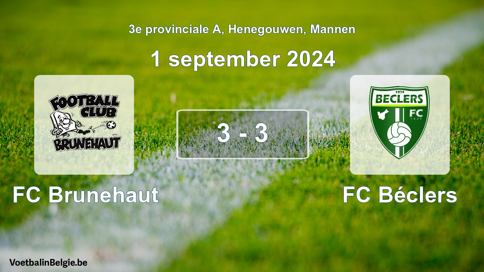 Gespeelde wedstrijd mannenvoetbal: FC Brunehaut - FC Béclers 3 - 3 (1 september 2024)
