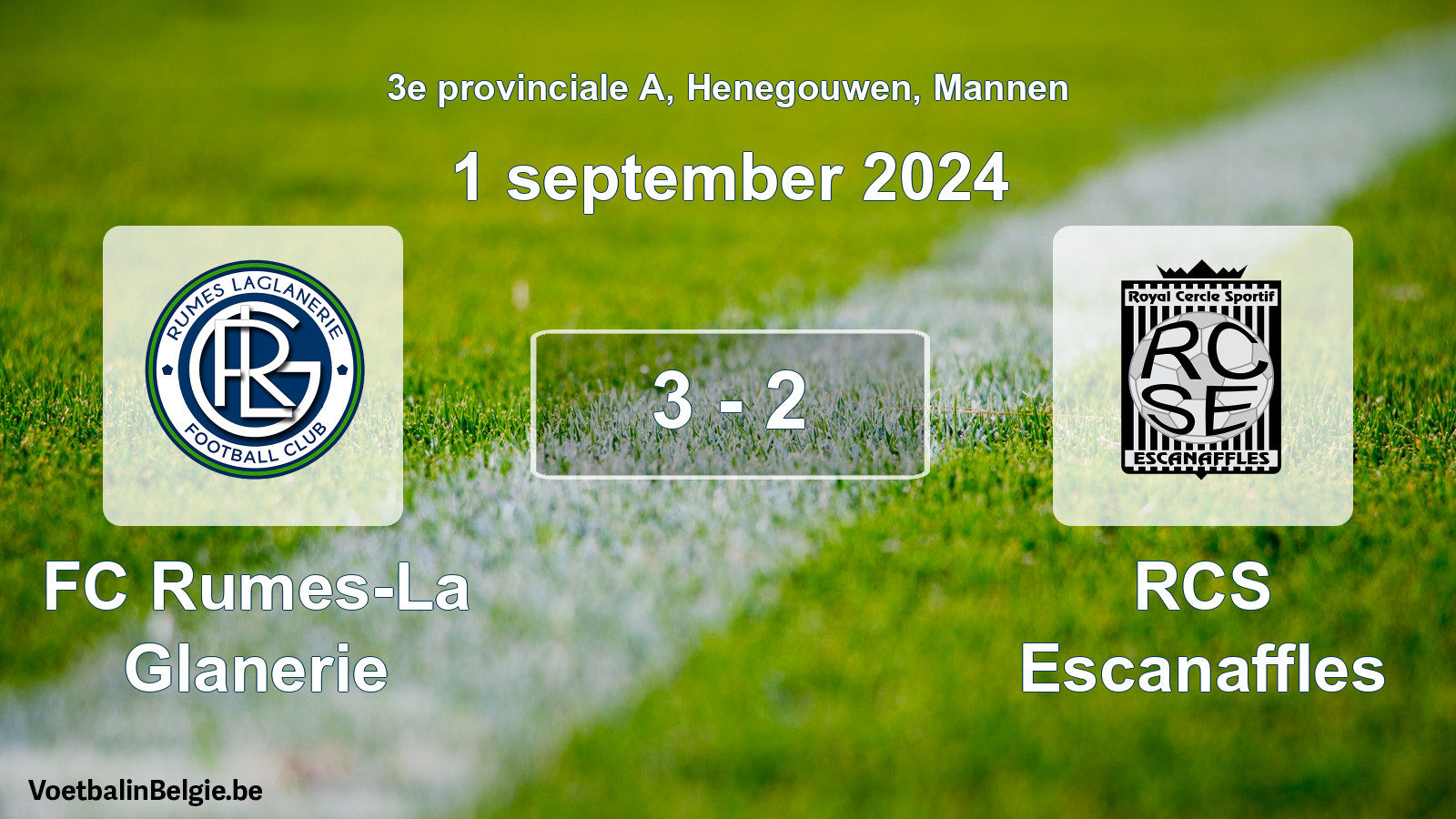 Gespeelde wedstrijd mannenvoetbal: FC Rumes-La Glanerie - RCS Escanaffles 3 - 2 (1 september 2024)