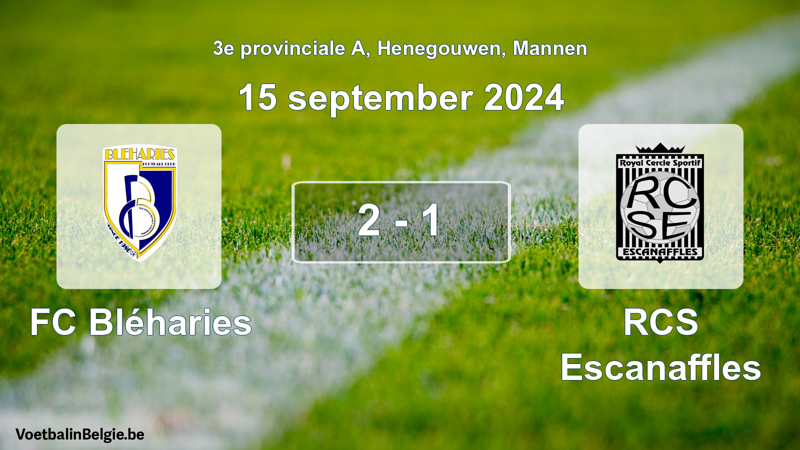 Gespeelde wedstrijd mannenvoetbal: FC Bléharies - RCS Escanaffles 2 - 1 (15 september 2024)