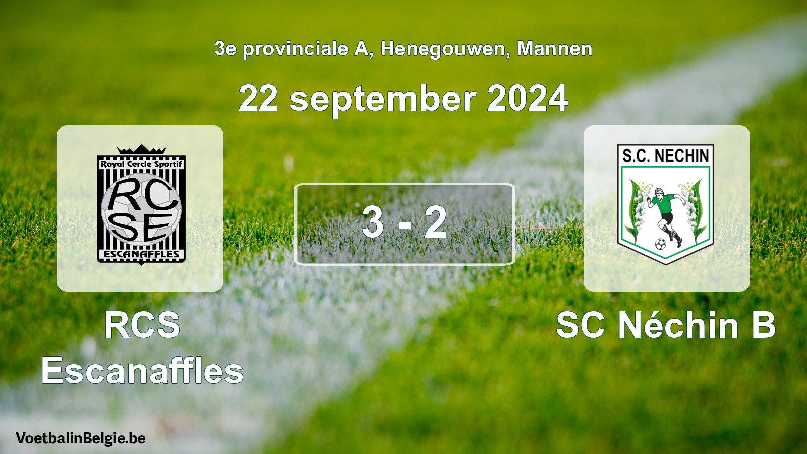 Gespeelde wedstrijd mannenvoetbal: RCS Escanaffles - SC Néchin B 3 - 2 (22 september 2024)