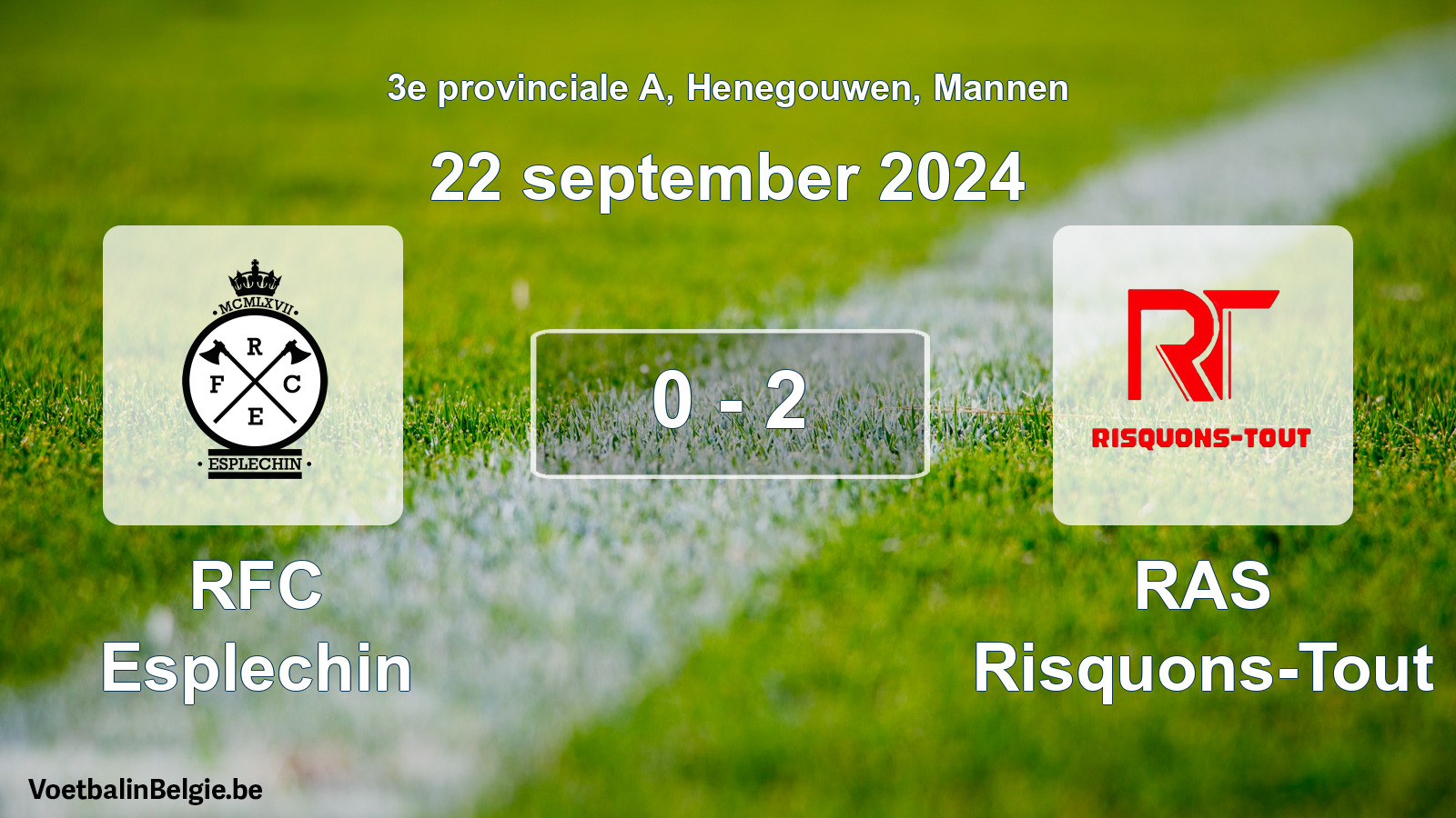 Gespeelde wedstrijd mannenvoetbal: RFC Esplechin - RAS Risquons-Tout 0 - 2 (22 september 2024)