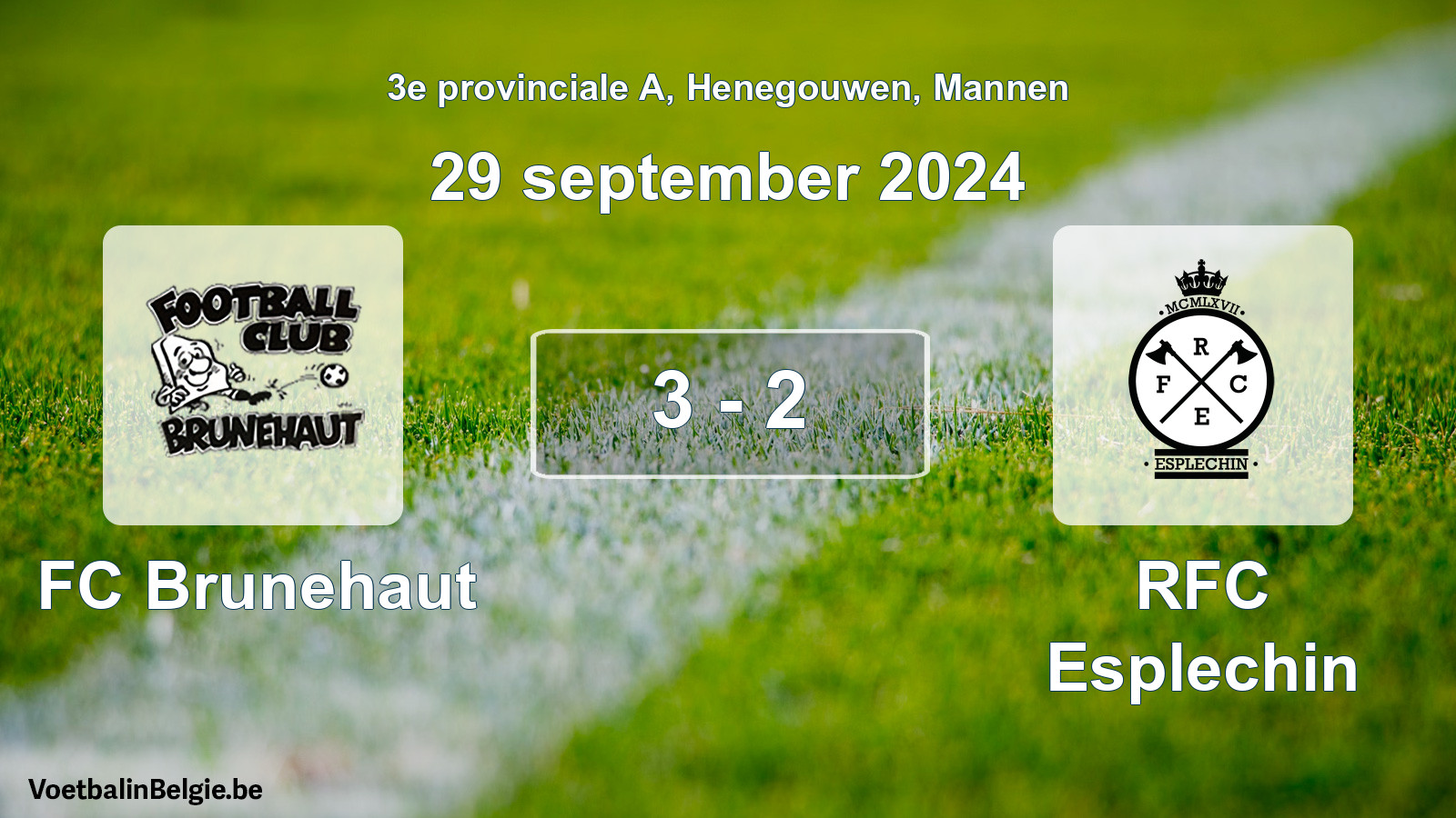 Gespeelde wedstrijd mannenvoetbal: FC Brunehaut - RFC Esplechin 3 - 2 (29 september 2024)