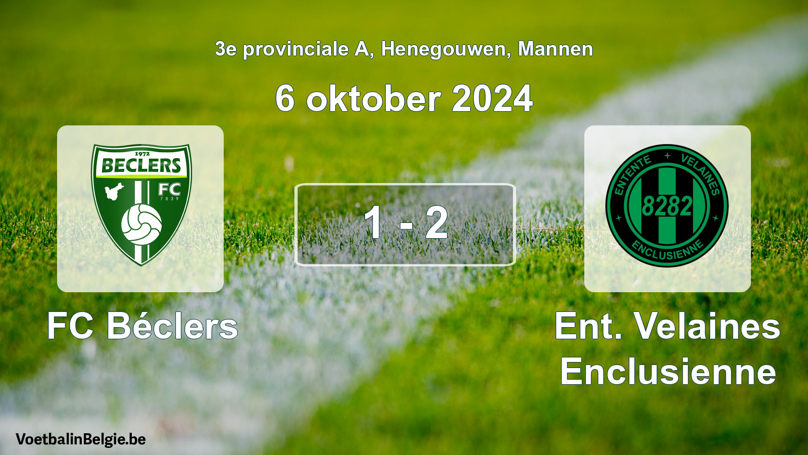 Gespeelde wedstrijd mannenvoetbal: FC Béclers - Ent. Velaines Enclusienne 1 - 2 (6 oktober 2024)