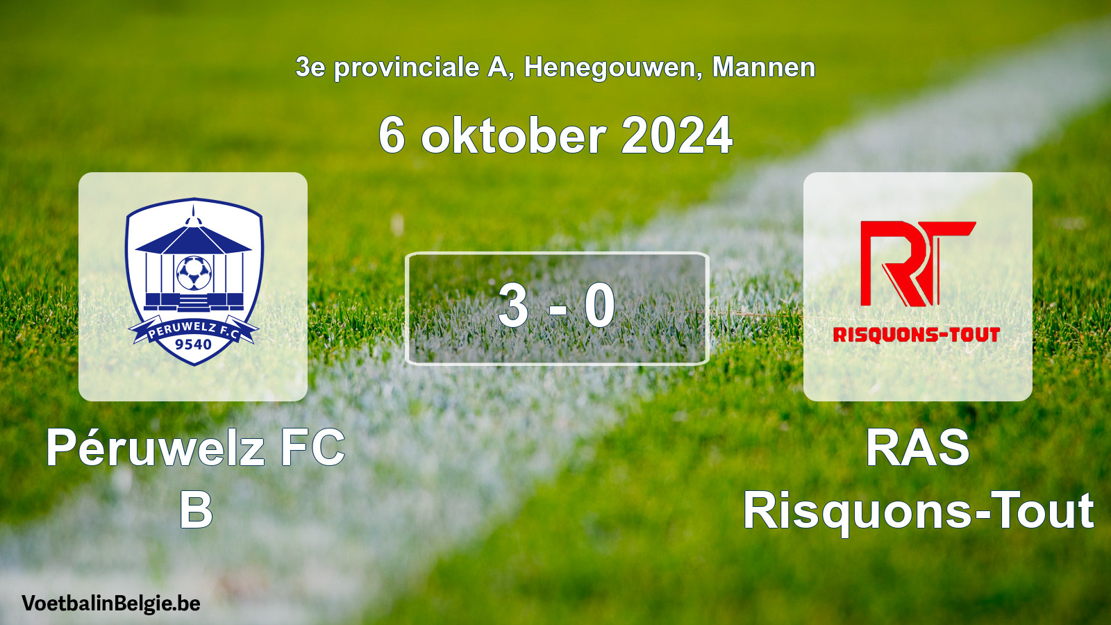 Gespeelde wedstrijd mannenvoetbal: Péruwelz FC B - RAS Risquons-Tout 3 - 0 (6 oktober 2024)