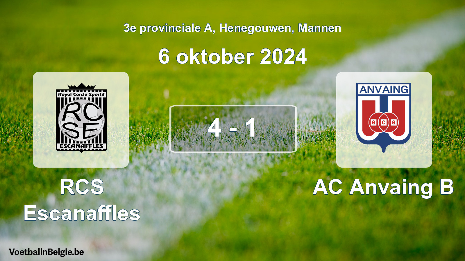 Played match men football: RCS Escanaffles - AC Anvaing B 4 - 1 (6 October 2024)