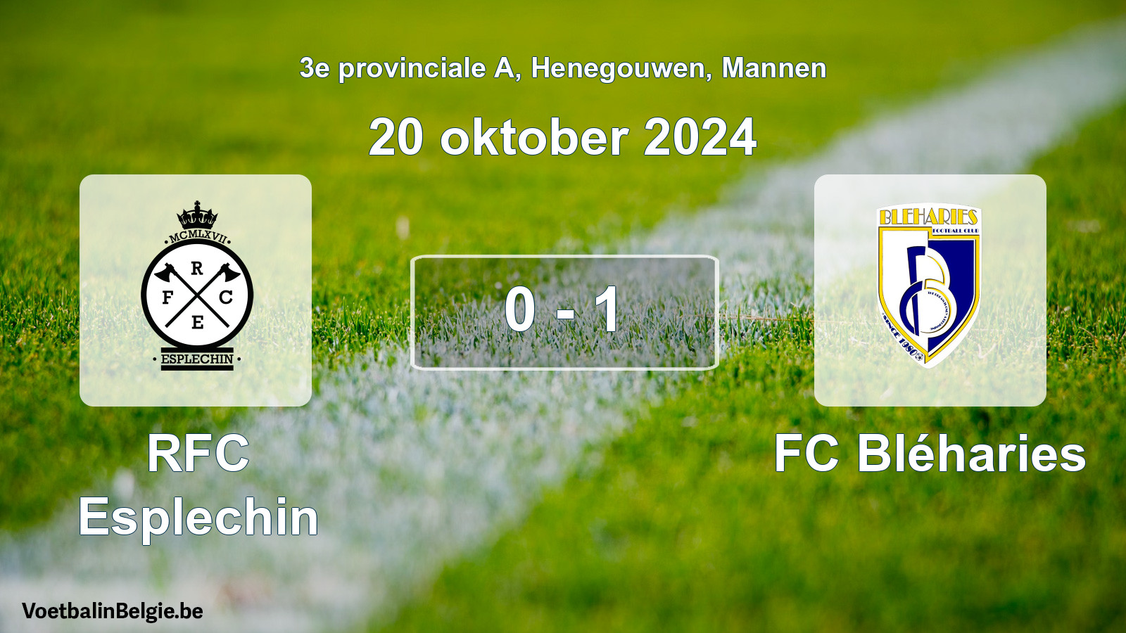 Gespeelde wedstrijd mannenvoetbal: RFC Esplechin - FC Bléharies 0 - 1 (20 oktober 2024)
