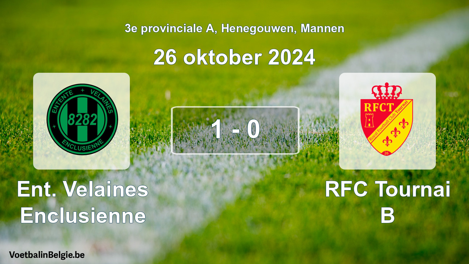 Gespeelde wedstrijd mannenvoetbal: Ent. Velaines Enclusienne - RFC Tournai B 1 - 0 (26 oktober 2024)