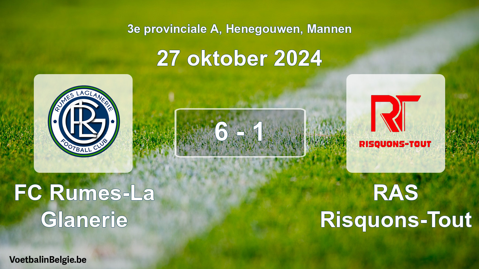 Gespeelde wedstrijd mannenvoetbal: FC Rumes-La Glanerie - RAS Risquons-Tout 6 - 1 (27 oktober 2024)