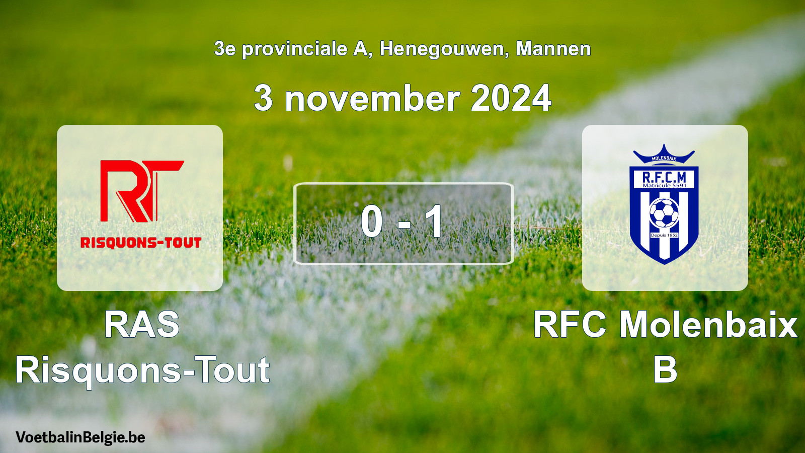 Gespeelde wedstrijd mannenvoetbal: RAS Risquons-Tout - RFC Molenbaix B 0 - 1 (3 november 2024)