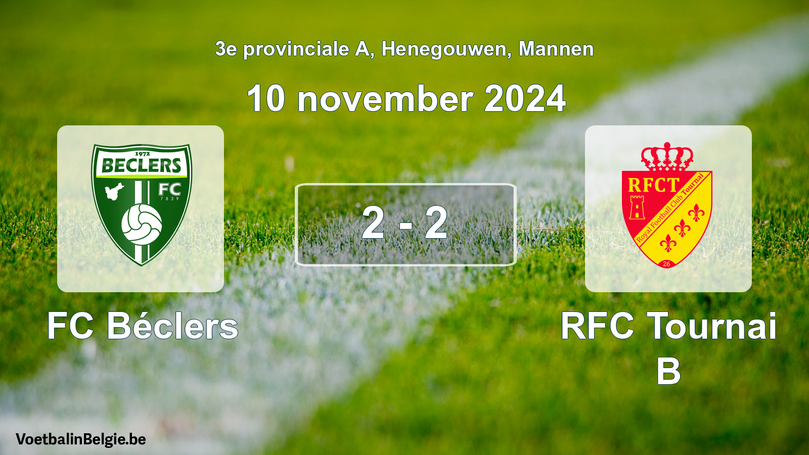 Gespeelde wedstrijd mannenvoetbal: FC Béclers - RFC Tournai B 2 - 2 (10 november 2024)