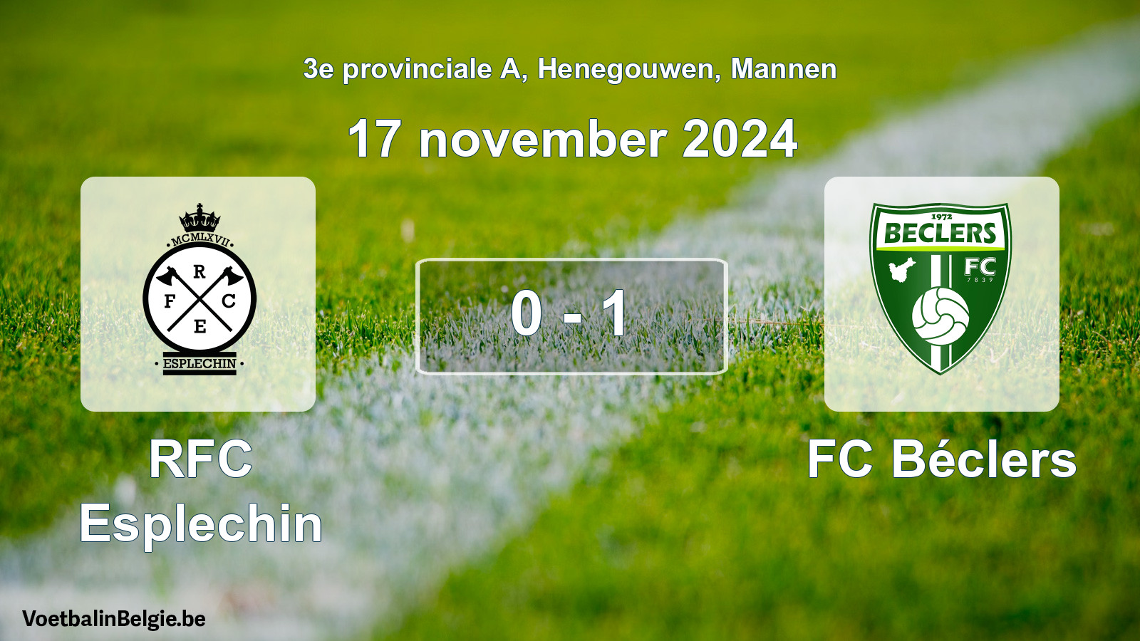 Gespeelde wedstrijd mannenvoetbal: RFC Esplechin - FC Béclers 0 - 1 (17 november 2024)